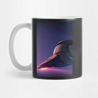 COMIC STYLE PURPLE SPACESHIP Mug